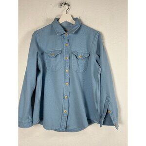Outerknown Womens XS/S Blue Button-Up Long Sleeve Blanket Shirt Organic Cotton